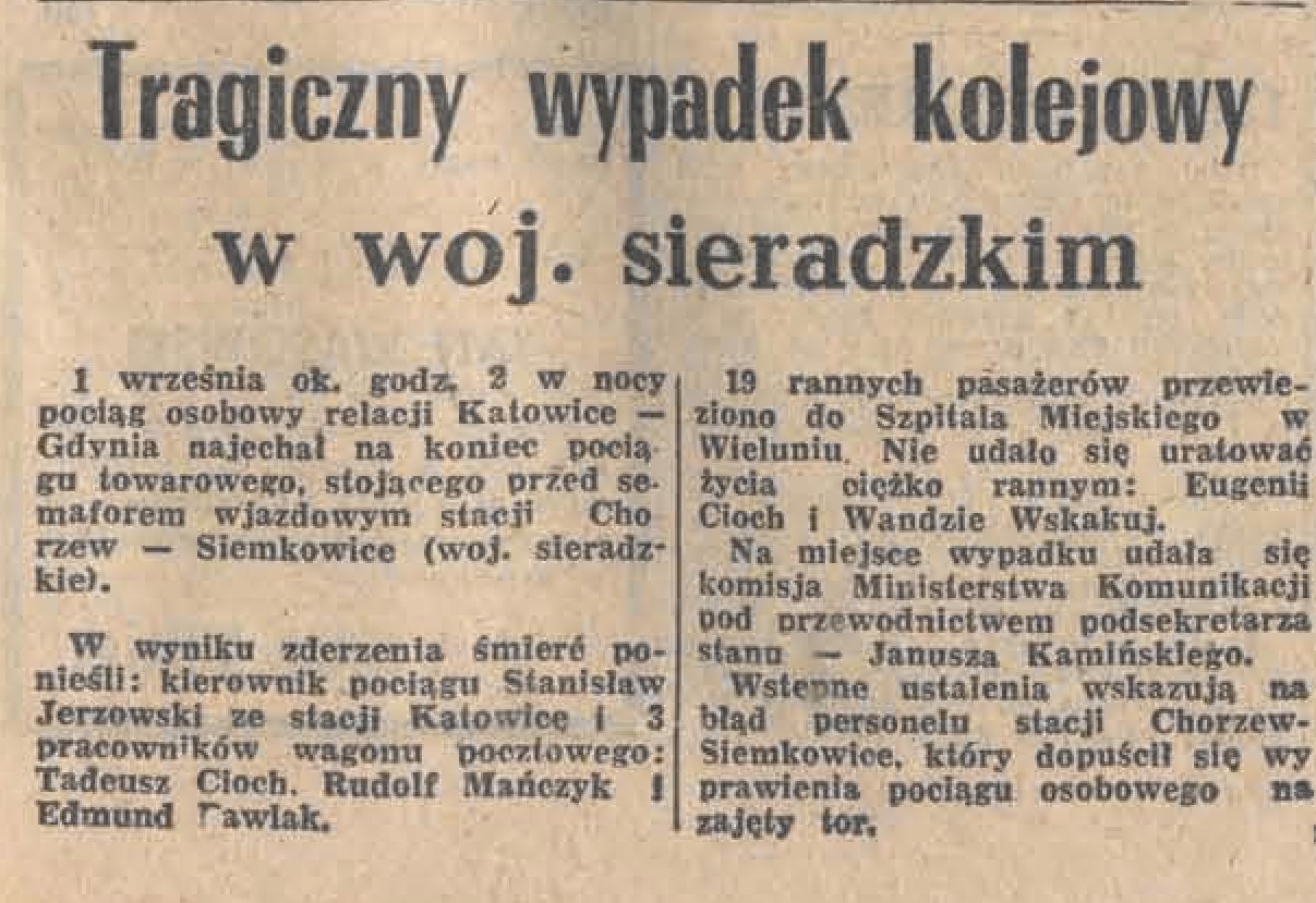 Dziennik Popularny o katastrofie (2.09.1975)